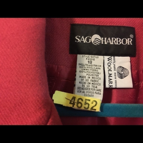 Sag Harbor wool lined blazer zip front on seam pockets deep coral size 18 - Picture 6 of 9